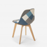 Sedia design nordico patchwork legno e tessuto cucina bar ristorante Robin 