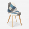 Sedia design nordico patchwork legno e tessuto cucina bar ristorante Robin 