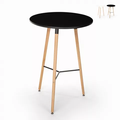 Tavolino alto per sgabelli design wooden scandinavo 60x60 rotondo in legno Shrub Promozione
