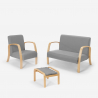 Set salotto divanetto poltrona poggiapiedi scandinavo legno tessuto Gyda Modello