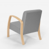 Set salotto divanetto poltrona poggiapiedi scandinavo legno tessuto Gyda 