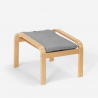 Set salotto divanetto poltrona poggiapiedi scandinavo legno tessuto Gyda 