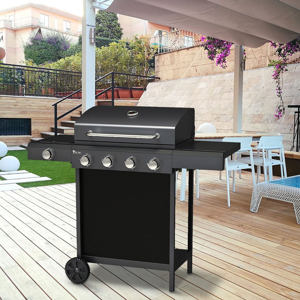 Barbecue BBQ Gas Stainless Steel 4 + 1 Burners Shelves Chimichurri