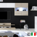 Parete attrezzata porta TV soggiorno moderno bianco lucido legno Nice Offerta