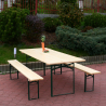 Stock set birreria 8 pezzi tavoli panche pieghevoli in legno 220x80 Oletan Sconti