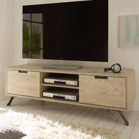 Mobile porta TV design scandinavo 2 ante vano a giorno in legno Palma