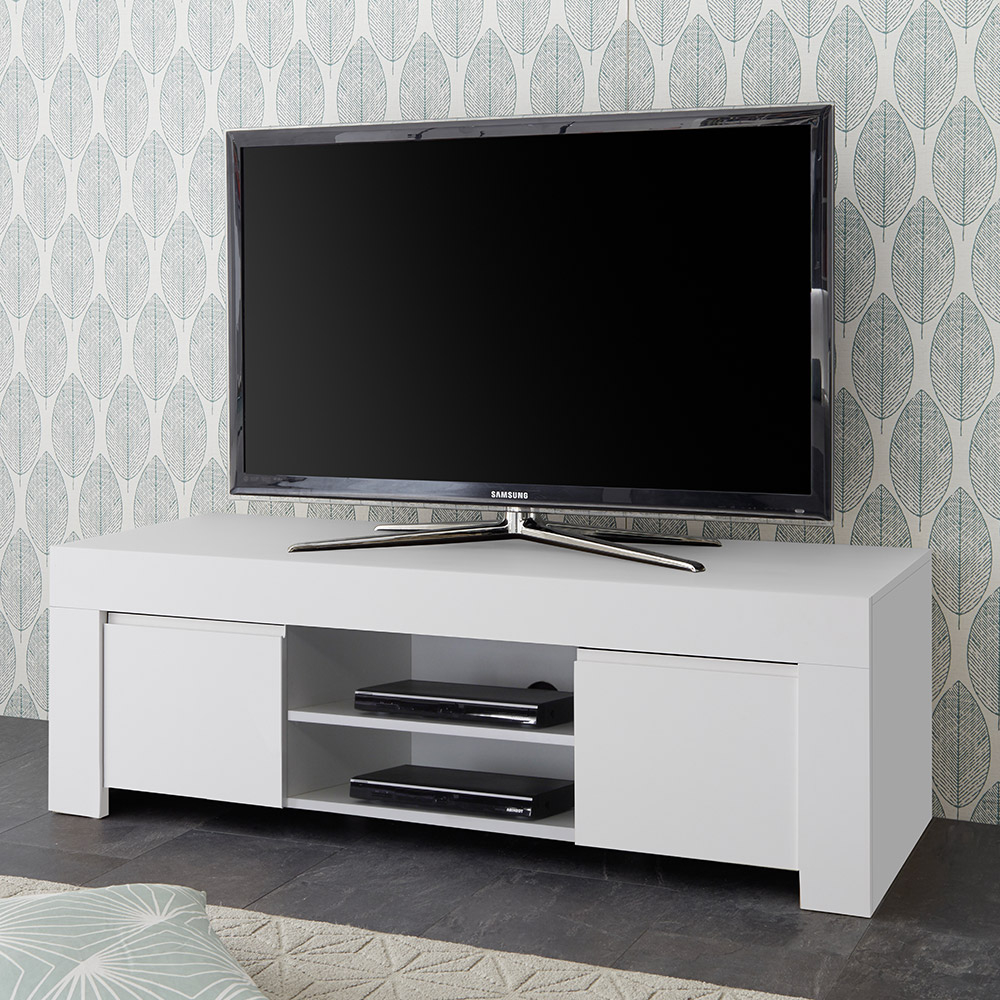 Mobile base porta TV bianco moderno 2 ante laterali vano a giorno Firenze