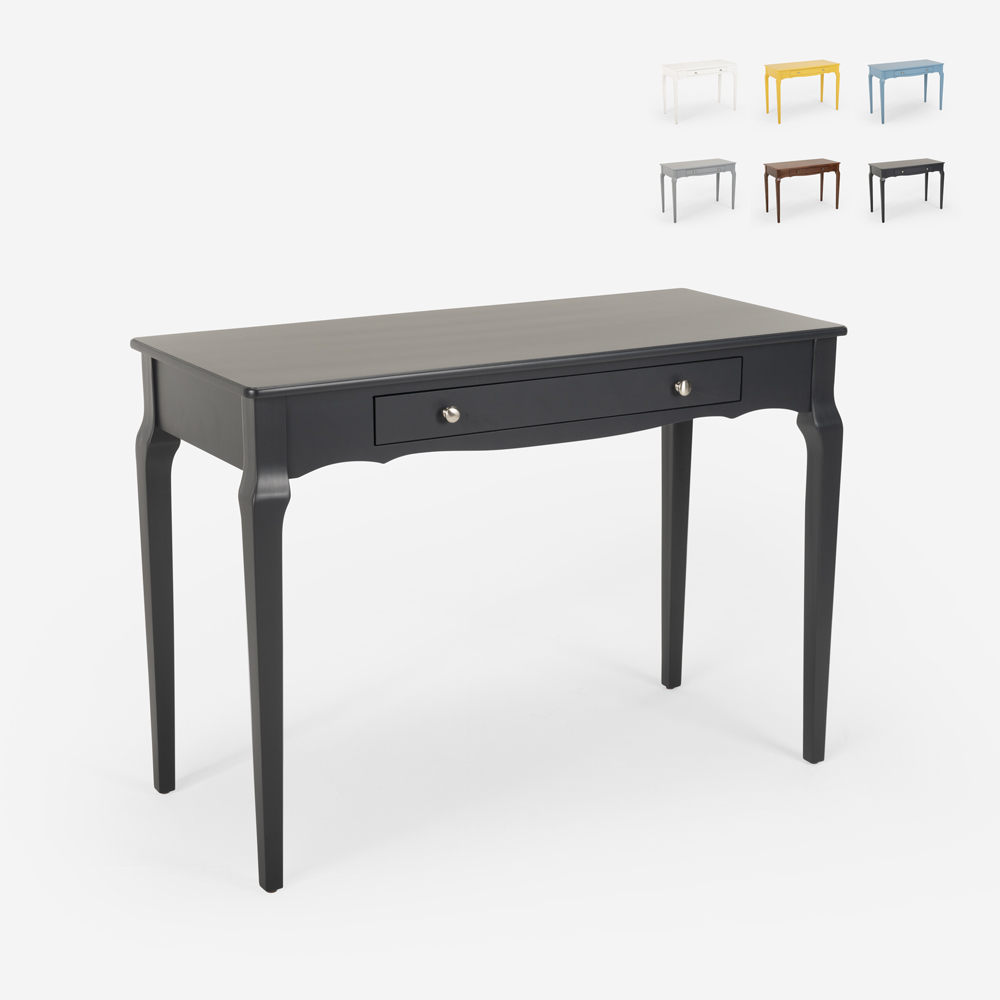 Tavolino consolle scrivania mobile ingresso shabby chic legno 106x47cm Toscano