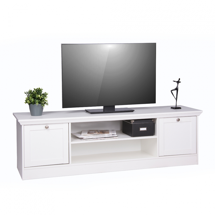 Spinle mobile porta TV basso design rustico bianco 160cm