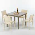 Tavolo Quadrato Beige 90x90 cm con 4 Sedie Colorate Elegance Promozione