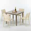 Tavolo Quadrato Beige 90x90 cm con 4 Sedie Colorate Elegance Promozione