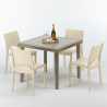 Tavolo Quadrato Beige 90x90 cm con 4 Sedie Colorate Elegance Promozione