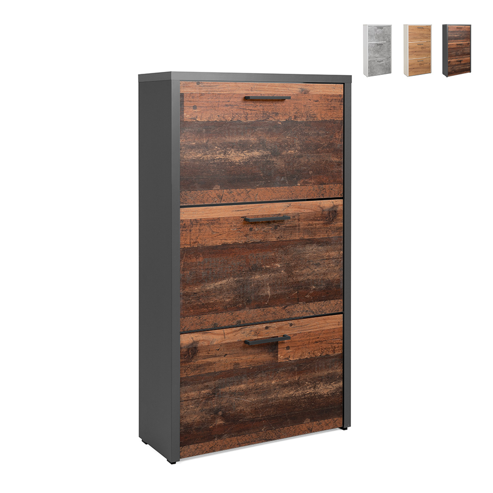 Scarpiera design moderno 61x25x115cm 3 ante 18 paia di scarpe Drevo