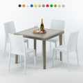 Tavolo Quadrato Beige 90x90 cm con 4 Sedie Colorate Elegance Promozione