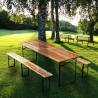 10 Set birreria pieghevole tavolo panche legno feste giardino sagre 220x80 stock Vendita