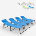Set 4 lettini spiaggia mare giardino pieghevoli in alluminio Mauritius 