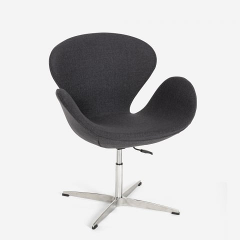 Poltrona ufficio design moderno sedia girevole in tessuto grigio Robin Promozione