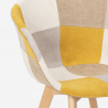 Sedia patchwork design nordico legno e tessuto cucina bar ristorante Pigeon 