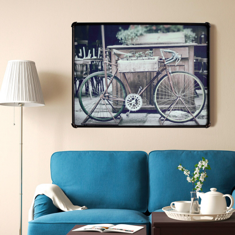 Quadro bicicletta canvas su tela con cornice tubolare in metallo 80x60cm Bike