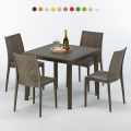 Tavolino Quadrato Marrone 90x90 cm con 4 Sedie Colorate Brown Passion