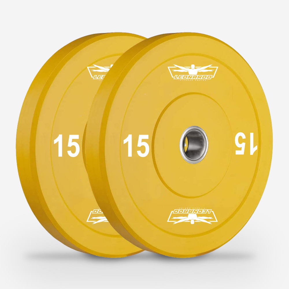 2 x 15 kg dischi bumper olimpionici gomma e acciaio 50mm cross training Hanzo
