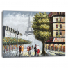 Quadro paesaggio urbano dipinto a mano su tela 120x90cm Paris Love Vendita