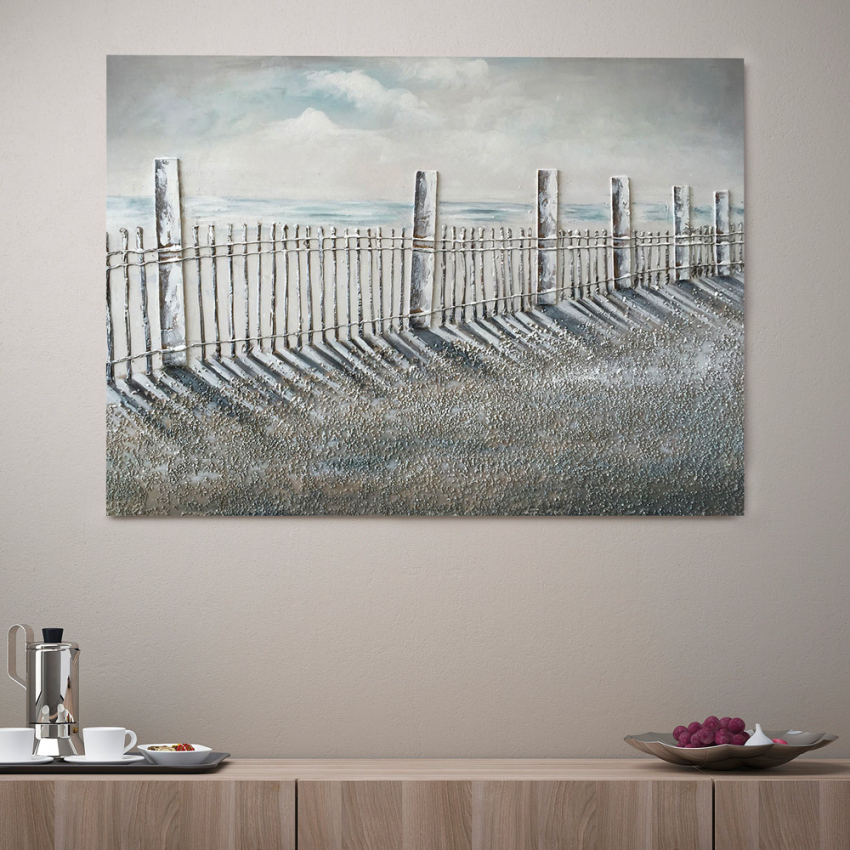 Quadro paesaggio natura dipinto a mano su tela 120x90cm Fence