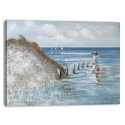 Quadro paesaggio natura dipinto a mano su tela 120x90cm By The Seashore