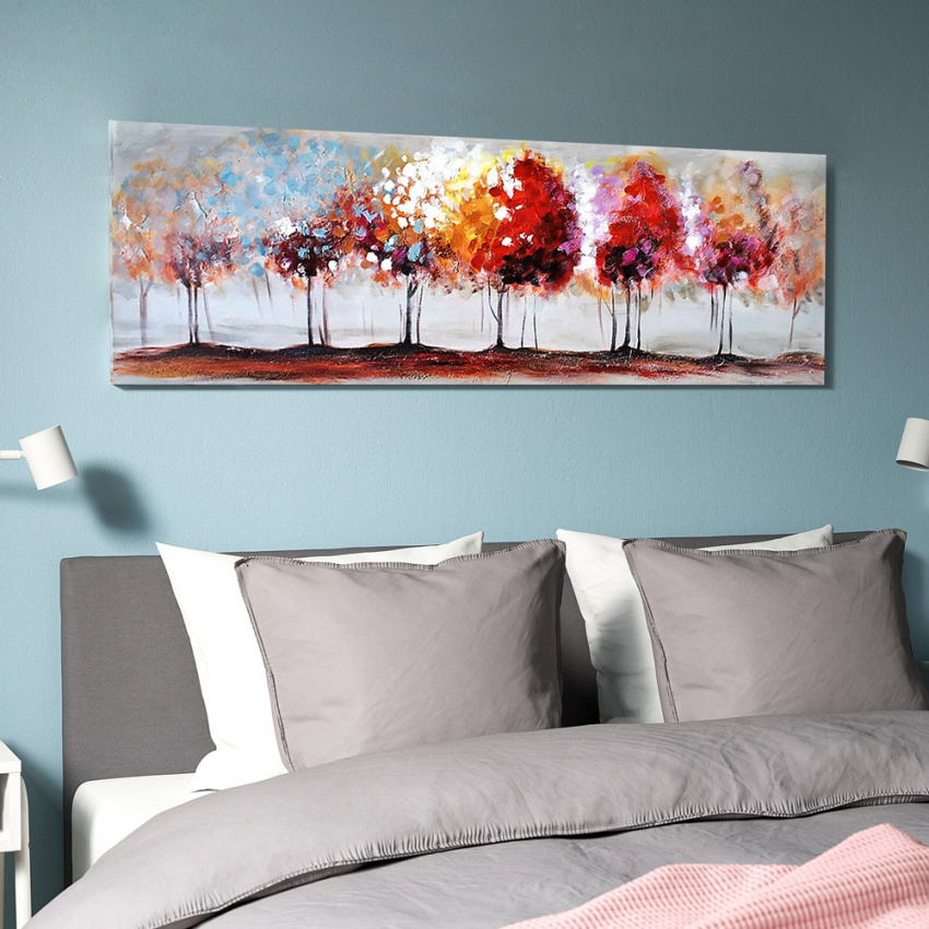 Four Seasons quadro paesaggio natura dipinto a mano tela 140x45cm