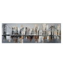 Quadro paesaggio urbano dipinto a mano su tela 140x45cm Brooklyn Bridge