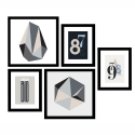 Set 5 quadri design minimal stampe collage incorniciate Frame B&W Vendita