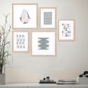 Set 5 quadri stile orientale stampe collage incorniciate Frame Origami