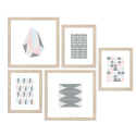 Set 5 quadri stile orientale stampe collage incorniciate Frame Origami