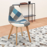 Sedia design nordico patchwork legno e tessuto cucina bar ristorante Robin Misure