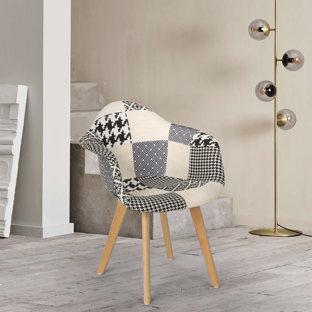 Sedia poltrona patchwork design nordico salotto cucina studio Herion - Foto 30 di 46