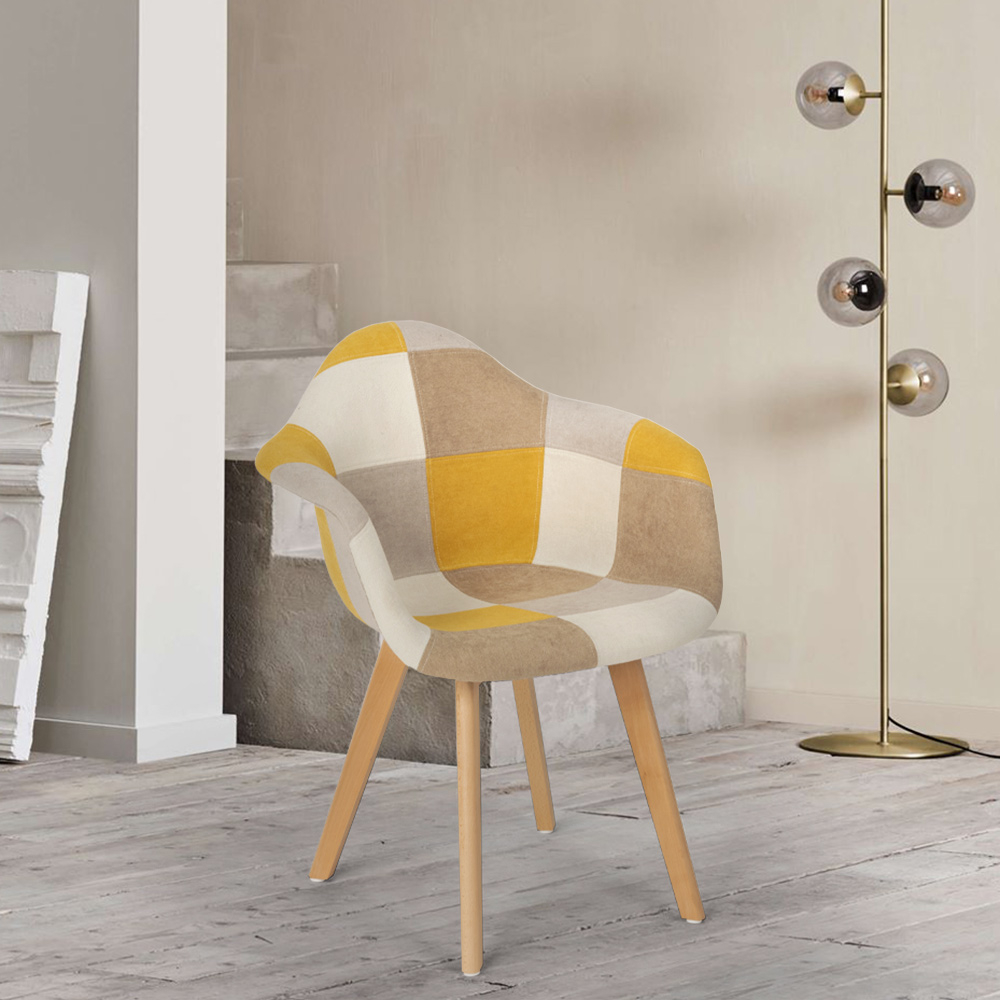 chaise fauteuil patchwork jaune – Nordik Home