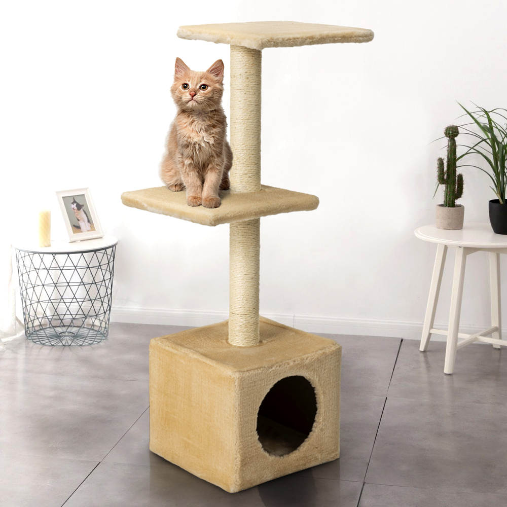 miniatura 19 - Tiragraffi per gatti a colonna 2 piani 95 cm piattaforma peluche cuccia colonna 