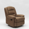 Poltrona relax in tessuto design reclinabile poggiapiedi 4 ruote Maura 