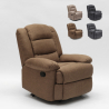 Poltrona relax in tessuto design reclinabile poggiapiedi 4 ruote Maura 