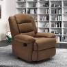Poltrona relax in tessuto design reclinabile poggiapiedi 4 ruote Maura 