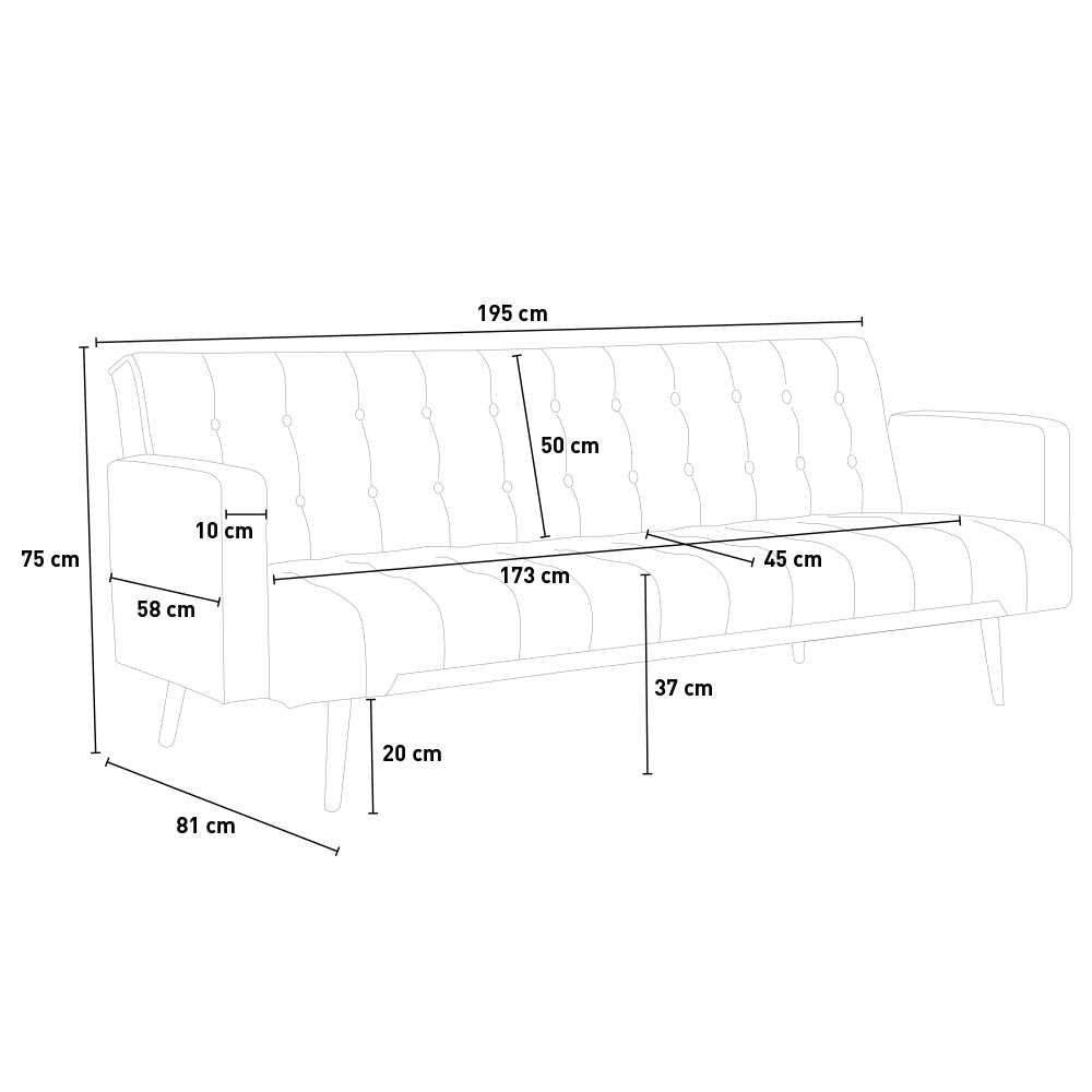 Divano letto moderno clic clac 3 posti in velluto gambe dorate Caullae