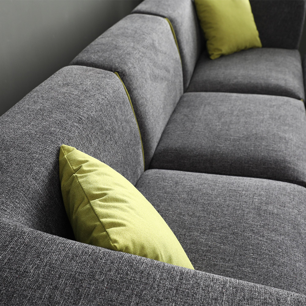 Divano 3 posti modulare componibile in tessuto stile moderno con pouf  Jantra Colore: Grigio chiaro