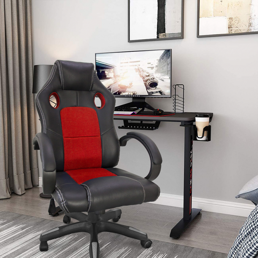Sedia gaming ufficio ergonomica sportiva altezza regolabile similpelle Le Mans Fire Black friday 2022