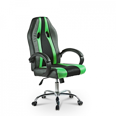 Sedia ufficio gaming ergonomica sportiva ecopelle altezza regolabile Qatar Emerald