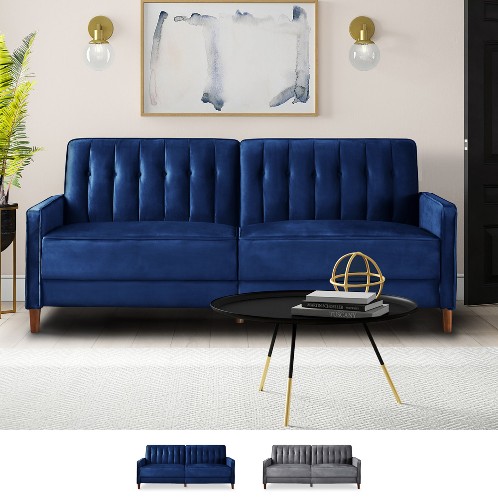 Divano letto 2 posti clic clac tessuto velluto design classico Fluffy