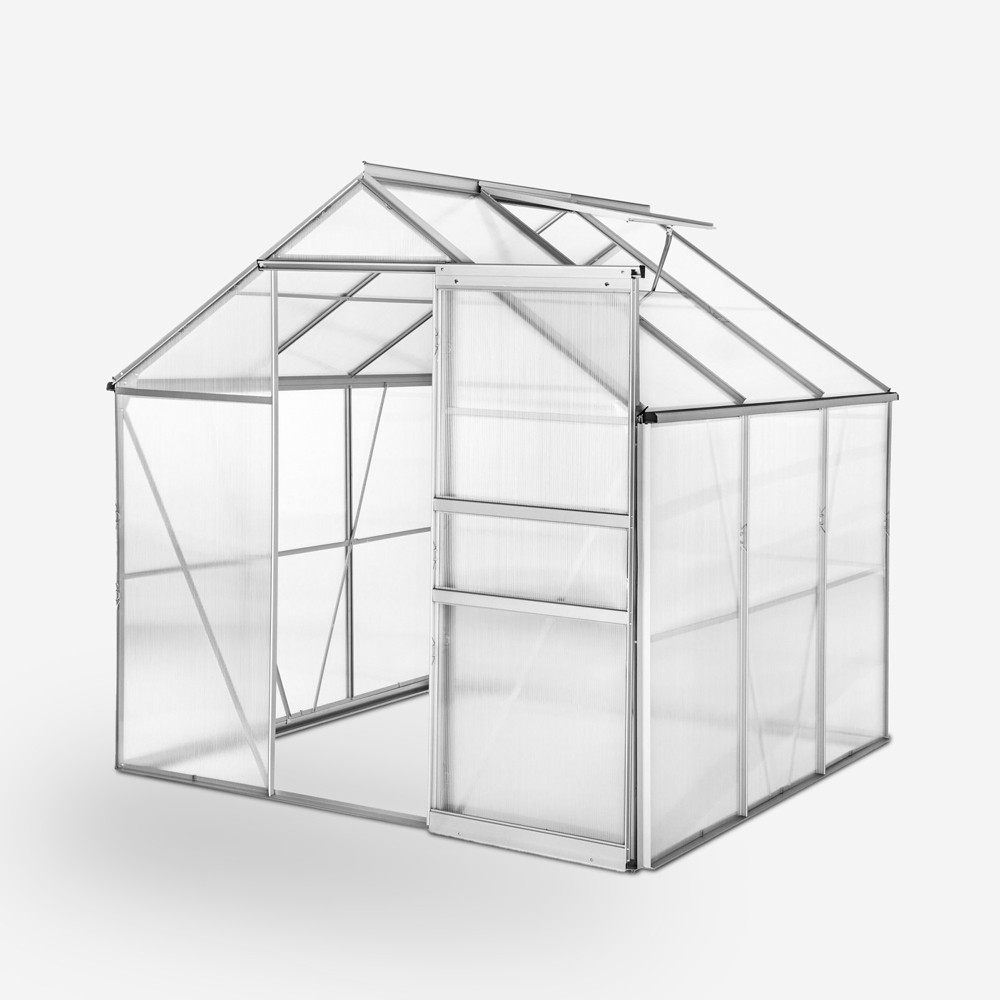 Serra da giardino alluminio policarbonato porta finestra 183x185x205cm Vanilla