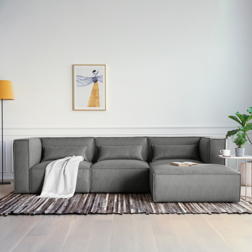 Solv divano 3 posti modulare componibile moderno tessuto pouf