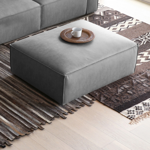 Pouf poggiapiedi rettangolare in tessuto per divano design moderno Solv
