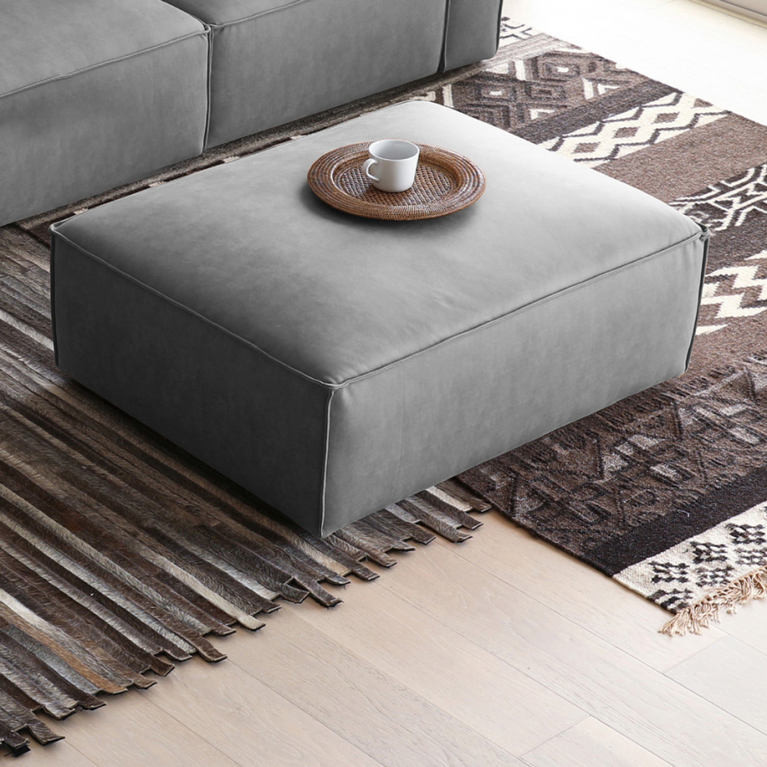 Solv pouf poggiapiedi rettangolare in tessuto per divano design moderno