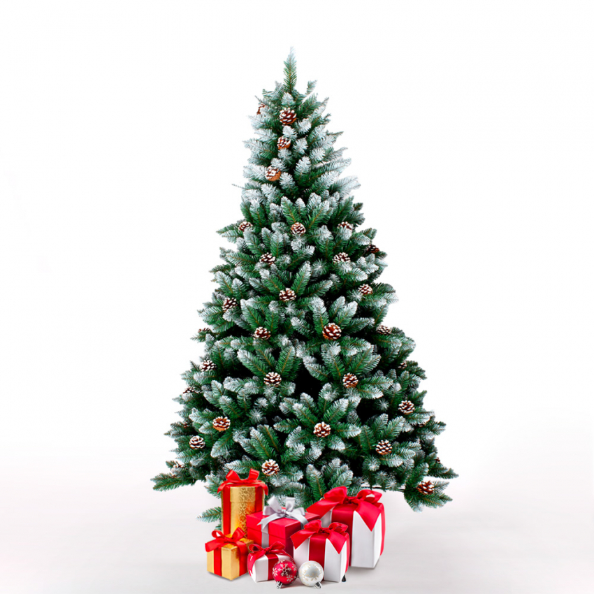 Albero di Natale artificiale con decorazioni addobbato 180 cm Manitoba